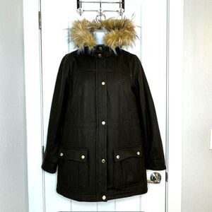 EXPRESS MILITARY INSPIRED HOODED PARKA COAT QUILTED LINING SIZE SMALL WOOL BLEND